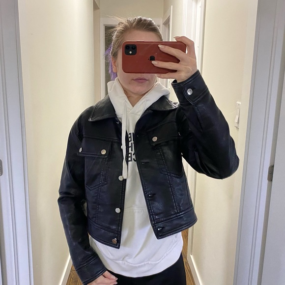 TopShop faux leather cropped jacket size 2 - Picture 1 of 6